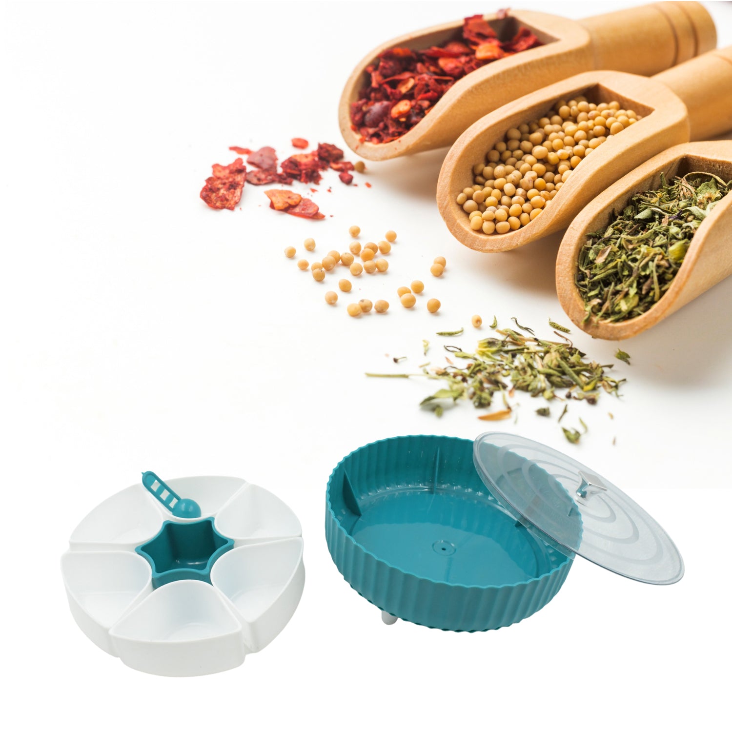 5811 360° Revolving Spice Box & Dry Fruit Box Plastic 7 Compartment Box Suitable For Multipurpose Storage Use like Dry Fruit , Spices , Pickle , Tea , & Sugar Etc, Kitchen Use 5811 360° Revolving Spice Box & Dry Fruit Box Plastic 7 Compartment Box Suitable For Multipurpose Storage Use like Dry Fruit , Spices , Pickle , Tea , & Sugar Etc, Kitchen Use